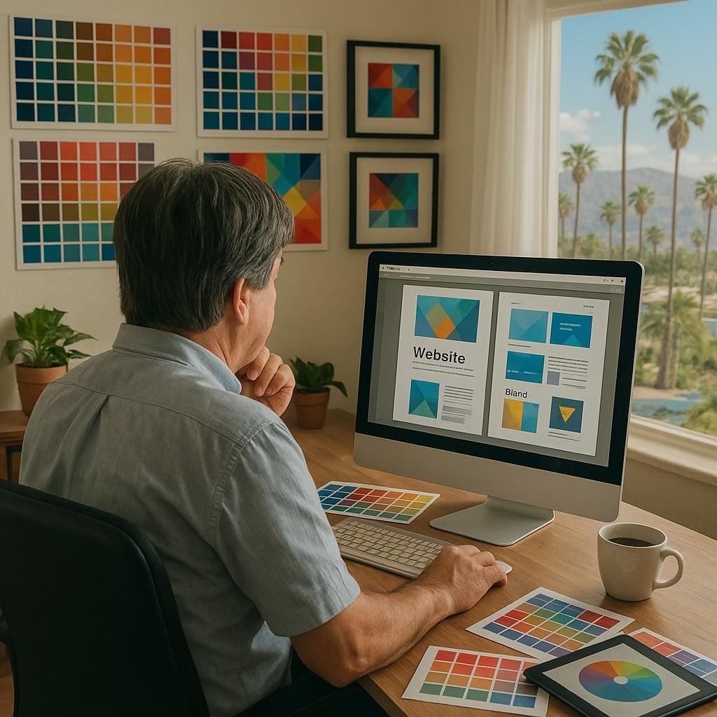KSL Graphics design KSL Graphics founder working on a Creative Web Design for Campaigns & Businesses in Palm Springs
